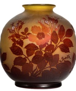 E Gallé Vase verre rouge et jaune