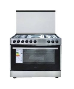 CUISINIERE HAIER MIXTE – 4 FEUX A GAZ – 2 FEUX ELECTRIQUE INOX 90/60 HCR6042