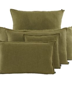 Housse de Coussin Lin et Coton Olive CALIFORNIA, Différentes Tailles | Haomy