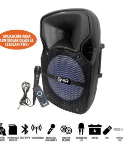 MINI CHAINE RECHARGEABLE GHIA 8&Prime; – 2000W – USB – BLUETOOTH