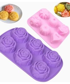 Moule à Gâteau en Silicone, Forme de Rose, 6 Cavités