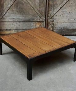 Table basse carré bois et métal – THAON