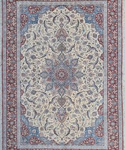 Rare Tapis Ispahan Haghighi Laine Kork et Soie – Maître Tisserand du Shah – Vers 1960 Iran