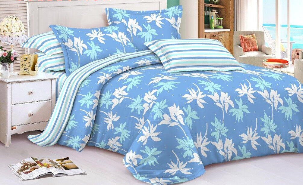 Ensemble Draps de Lit 3 Places 100% Cotton Turquoise