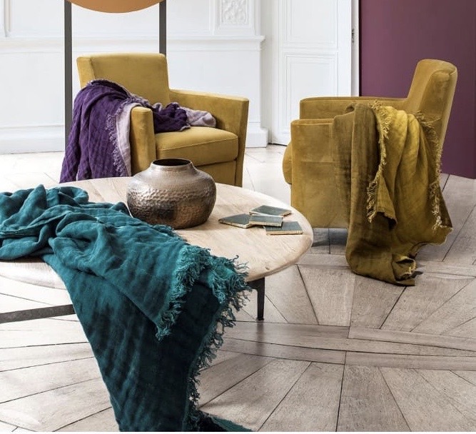 Plaid BAYA Lin Bronze, 135×200 cm | Haomy